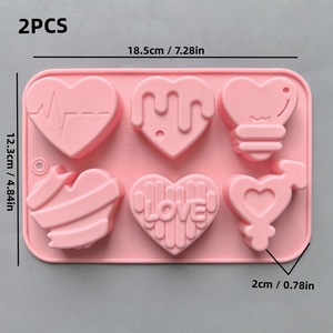 Heart Shaped Silicone <b>Mold</b> 6 Piece DIY <b>Candle</b> Soap <b>Mold</b> Valentine'S Day Cake <b>Mold</b> Non Toxic Customizable Shape - Product Image 5