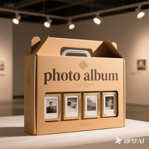 Kotak hadiah Album foto lipat kerajinan daur ulang kustom dengan pegangan plastik bagian dalam & lapisan spons gratis kotak hadiah pita sampel - Product Image 1