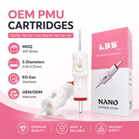 Иглы для татуажа Private Label LBB из нержавеющей стали, для перманентного макияжа, микроблейдинга бровей и губ, нано 1RL, одноразовые, стерилизованные