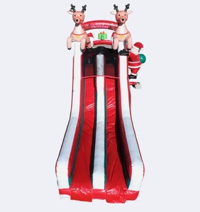 Tobogán Inflable de Navidad con Diseño de Reno y Bastón de Caramelo, Doble Carril, Seco/Húmedo, con Zona de Salto, Calidad Comercial para Fiestas y Eventos Navideños - Product Image 2
