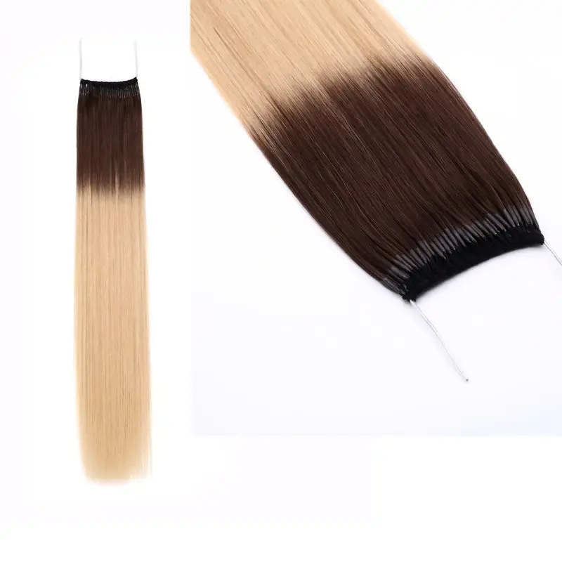 Fashionable style human hair extension product raw virgin cuticle aligned hair 8''-30'' ombre color knot thread hair extension