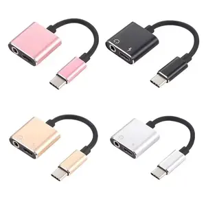 Huawei iPhoneApple用の3.5mmオーディオヘッドフォンメスジャックスプリッターへのデジタル18-60W2 in 1 USB CタイプC充電アダプター