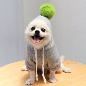 Cartoon Hoodie With Balls Dog <b>Cat</b> Pet <b>Clothes</b> Winter Warm Hooded Sweater <b>For</b> Small Dogs Pomeranian French Bulldog Teddy - Product Image 4