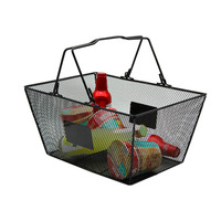 Panier de courses portable en gros pour supermarché, cuisine, métal, plastique, fil de fer, panier de rangement décoratif