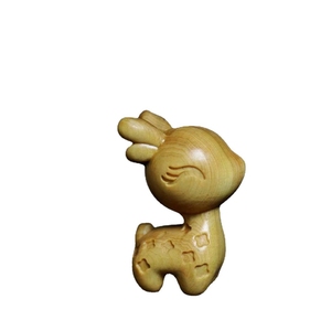 Mini Wooden Animal Statue Keychain Cute Small Deer Decorative Ornaments
