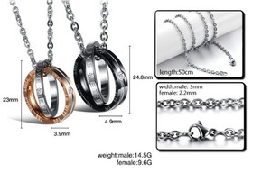 Stainless Steel <strong>Russian</strong> Two <strong>Ring</strong> <strong>Necklace</strong> for Men and Women - Product Image 4