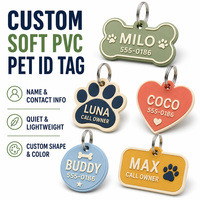 Plaque nominative personnalisée pour collier de chien, pendentif léger et discret avec coordonnées, accessoire pour harnais, étiquette d'identification pour animal de compagnie en PVC souple, personnalisable OEM