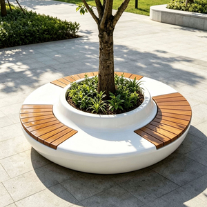 Custom Combined Planter <b>Bench</b> FRP Modern Outdoor Furnishings Durable Public Seating for Airport Lounge Areas - Product Image 3