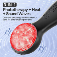 Masajeador Facial de Silicona Recargable con Vibración y Calor, Limpiador, Cepillo de Limpieza Facial Eléctrico de Silicona