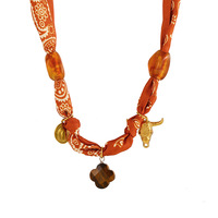 Collar de tela con colgante geométrico en capas, estilo hip-hop, personalizado, de la serie Western, con botas de vaquero de acero de titanio INS, transfronterizo
