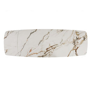 Moderna mesa de comedor extensible con patas y marco de metal de vidrio templado laminado de cerámica de 3mm de 8mm - Product Image 4