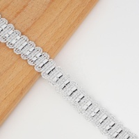 Accessoires vestimentaires de luxe vintage en dentelle florale écologique, style national, double rangée de paillettes or et argent, 2 cm, en stock