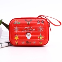 Porte-monnaie carré créatif en fer blanc, mini sac portable à fermeture éclair pour écouteurs et clés, modèle Linye, couleur personnalisable, thème Noël