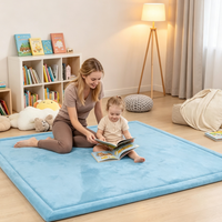 Tapis d'éveil moderne pliable antidérapant de grande taille en velours flanelle doux de haute qualité, couleur unie, épais, pour la décoration intérieure et les enfants
