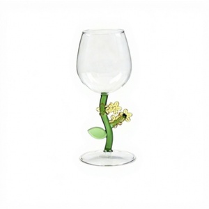 Verre à vin de luxe en forme de tige florale, soufflé à la main, avec branche de fleur 3D, gobelet transparent pour vin rouge de Bordeaux, élégante flûte à <span class=keywords><strong>champagne</strong></span> - Product Image 3