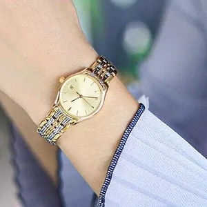 스테인레스 스틸 체인 시계 사용자 정의 자신의 밴드 크리스탈 사파이어 시계 공급 골드 여성 손목 시계
