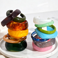 JUSNOVA Ensemble de bracelets en résine hypoallergénique, bracelets en résine colorés, bracelets pastel pour femmes, vente en gros, directement de l'usine