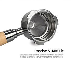 Poignée sans fond pour café de 51 mm, bol à poudre en acier inoxydable, entonnoir conique portable pour café, filtre à poudre - Product Image 6