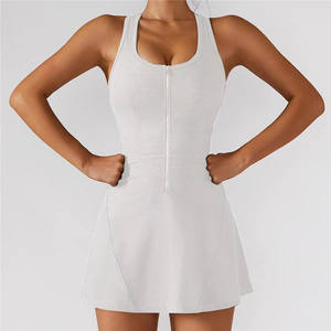 P429 Großhandel Frauen High Stretchy Compression Comfort Einteilige Shorts Built Fitness Gepolsterte Reiß verschluss Tennis kleid - Product Image 6