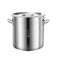 Casserole à soupe de grande capacité, épaisse, à double poignée, avec couvercle en acier inoxydable 201, spécifiquement conçue pour les cuisinières à induction commerciales de qualité alimentaire