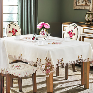 Nappe rectangulaire de luxe européenne, florale, faite à la main, 100% polyester, personnalisable, anti-poussière, décoration d'intérieur, ZF Global Export - Product Image 2