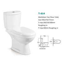 WC à deux pièces bon marché pour l'Afrique, avec chasse d'eau latérale Parma de 250 mm, pour le marché du Bénin, de Cotonou et du Mali