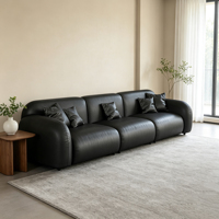 Ensemble de canapé-lit moderne spacieux en cuir véritable avec rembourrage en éponge, design carré, expérience conviviale pour les loisirs en famille et l'accueil des invités