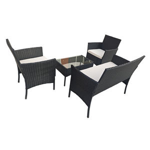 モダン屋外クラシックウィッカーレジャーチェアセットガーデン家具4セットアパートPeラタン椅子とテーブル - Product Image 5