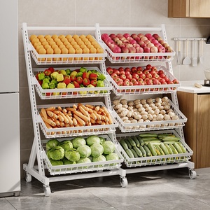 Estante Metálico para Supermercado, Organizador de Snacks, Estante de Almacenamiento de Cocina Multicapa Móvil para Verduras, Frutas y Productos Frescos - Product Image 3
