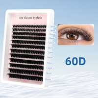 Premium DIY bulu mata halus ekstensi 100D Cluster bulu mata palsu Individual panjang campuran 8-16mm D Curl Grosir Fan bulu mata