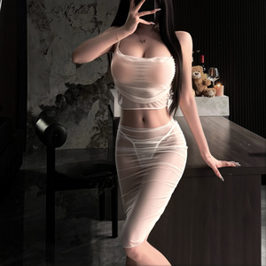 Lemon Story Robe Bodysuit Transparente pour Femme en Chiffon, Lingerie Sexy, Vêtement de Nuit, Coupe Moulante, Style Bretelles en Résille - Product Image 1