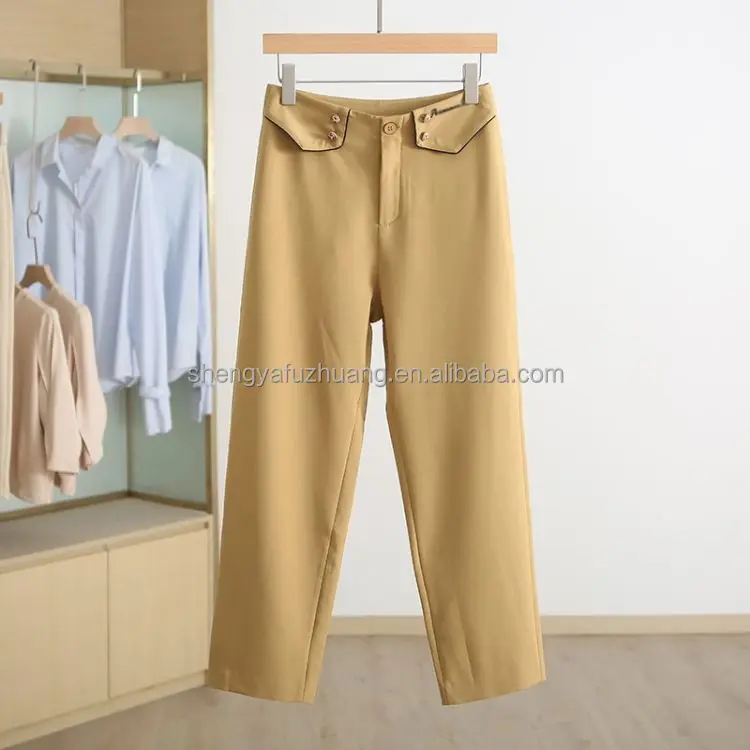 Hot selling casual wide leg pants loose linen light fabric high waist women's pants for ladies