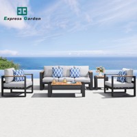 Express Garden CUBE Modernes Aluminium Outdoor-Luxus-Sofa-Set - Wasserdicht, Langlebig, Umweltfreundlich, Rostfrei, Villa-Teakholz