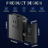 Coffre-fort pour armes à feu, coffre-fort biométrique pour pistolet, coffre-fort pour pistolet à accès rapide et boîte de verrouillage pour armes à feu pour camion, mur avec empreinte digitale, clé, code PIN