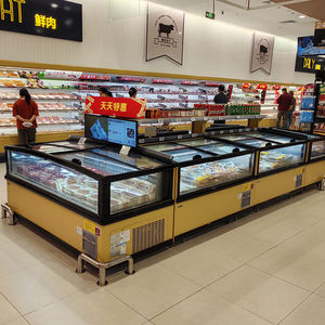 Congélateur commercial pour îlot de supermarché, avec éclairage LED, 2 portes vitrées, refroidissement direct, dégivrage automatique, contrôle numérique pour aliments surgelés - Product Image 4