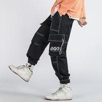 Pantalon de jogging ample vintage de haute qualité personnalisé, 100% polyester, fermeture à cordon, plusieurs poches, taille plus, pour hommes