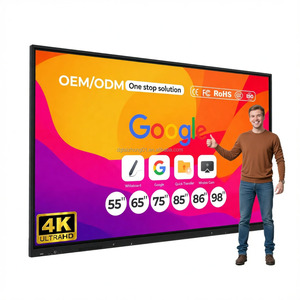 Écran publicitaire numérique intelligent de 98 pouces, projection sans fil haute précision, tactile capacitif, double système, 400 nits, pour bureau d'entreprise - Product Image 1