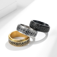 Bague Viking à Nœud Celtique et Runes pour Hommes - Anneau Rotatif en Acier Inoxydable Anti-Stress, Cadeau de Mariage
