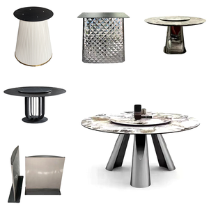 Sang trọng hiện đại bảng điều chỉnh kim loại Bàn cà phê chân và cơ sở với đá cẩm thạch hàng đầu và khung thép không gỉ - Product Image 1