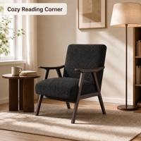 Fauteuil en bois de caoutchouc brossé avec assise et dossier rembourrés, emballage KD