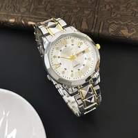 Montre analogique à quartz en acier inoxydable avec date et jour, étanche, sportive, lumineuse, pour homme, bracelet de luxe, montres pour homme