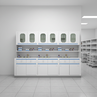 Armoire médicale en acier inoxydable moderne pour salle d'opération d'hôpital, durable, murale, avec serrure à clé, rangement à 2 portes et 4 tiroirs, facile à nettoyer