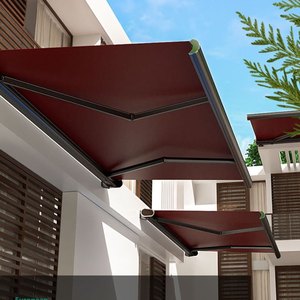 Auvent rétractable motorisé moderne de luxe pour l'extérieur, avec cadre en aluminium mural, voile en acrylique, anti-UV, résistant au vent, télécommande - Product Image 1