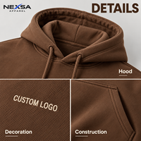 Sweat-shirts et pulls à capuche pour hommes en coton marron chocolat, personnalisés par le fabricant, vente en gros, motif graphique, épais, style streetwear décontracté
