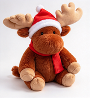 Peluche Élan Assis Adorable, Poupée Animale Élan pour Promotion, Jouet en Peluche Élan de Noël