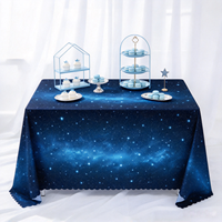 Housse de table rectangulaire personnalisable, motif univers, nappe réutilisable pour événements et fêtes