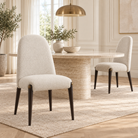 Chaise de salle à manger moderne sans accoudoirs, rembourrée, avec assise en tissu tissé texturé et pieds coniques en bois massif, pour la maison et les restaurants