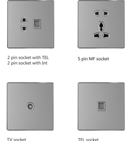 Panneau tactile en acrylique doré 10A IP65 étanche, interrupteur mural USB à double commande 3 voies type 86 pour la maison