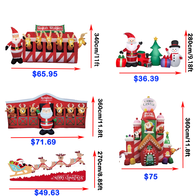Hotselling Christmas Inflatable Santa Claus Reindeer In Stable With