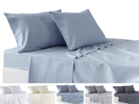 Parure de lit unie Todocama 4 pièces, drap-housse/drap plat, 2 taies d'oreiller 50x80cm, taille King Size Double, anti-acariens, bleu clair
